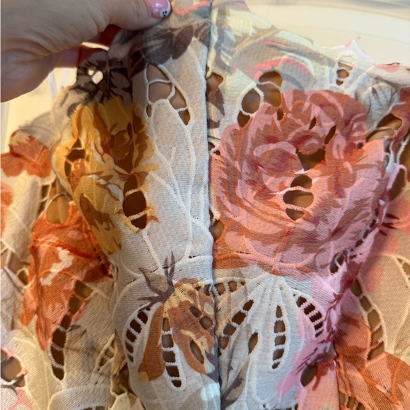 Elliatt Strapless Floral Dress in Cream and Pink - Picture 3 of 6